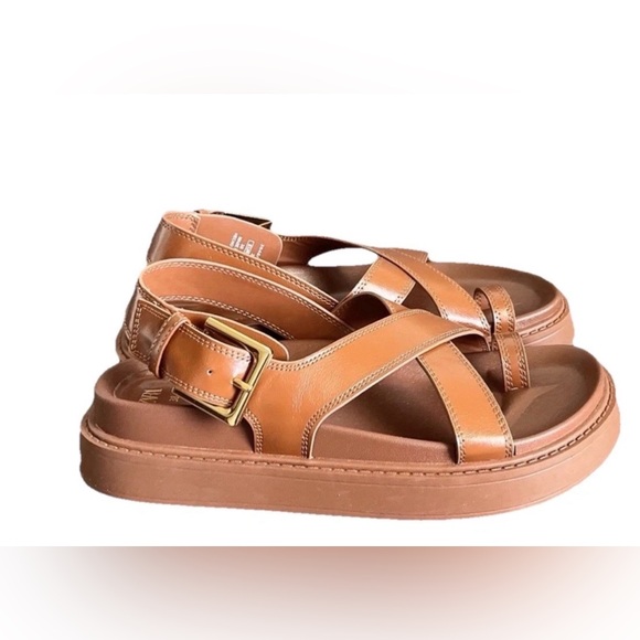 ZARA CROSSED STRAP FLAT SANDALS Size 6.5/7 US (37) - Picture 2 of 14